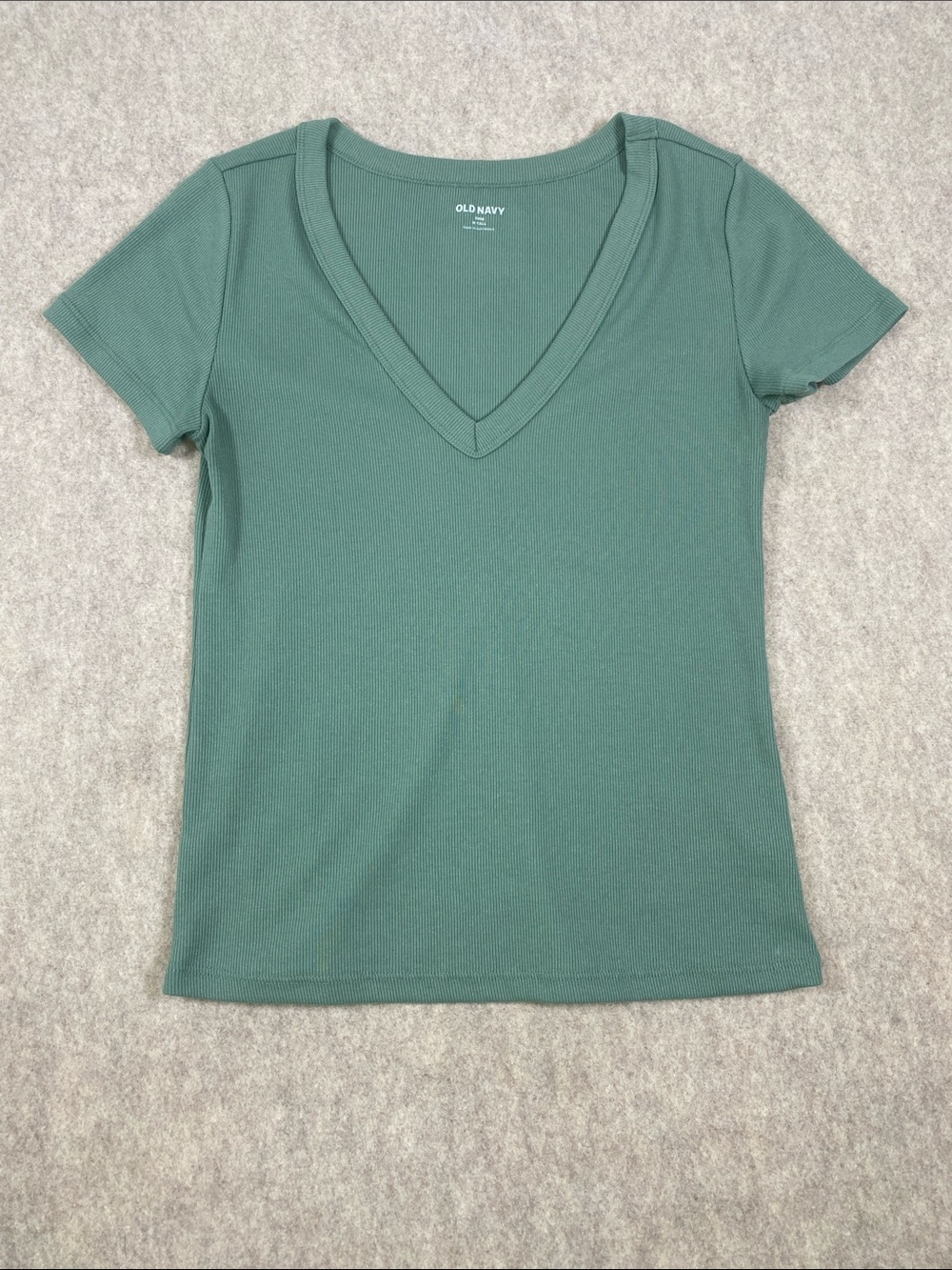 TALL Old Navy Snug Ribbed V Neck Tee Green Medium
